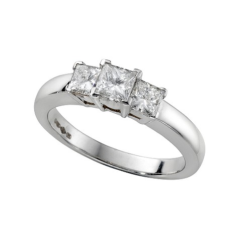 Platinum one carat diamond three stone ring