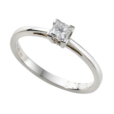 Platinum quarter carat princess cut certificated diamond solitaire ring - Product number 4012291