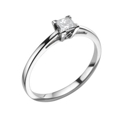 Platinum third carat princess cut certificated diamond solitaire ring - Product number 4012445