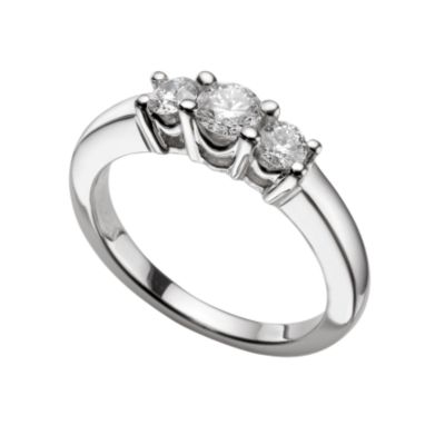 Platinum half carat diamond three stone ring - Product number 4012917