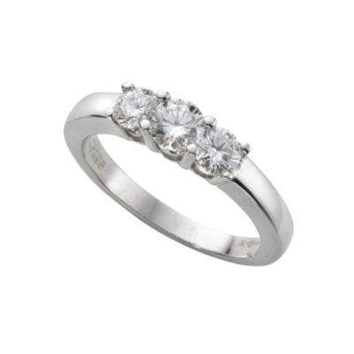 Platinum three quarter carat diamond three stone ring - Product number 4013077