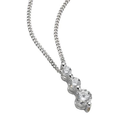 18ct white gold quarter carat diamond three stone pendant - Product number 4013697