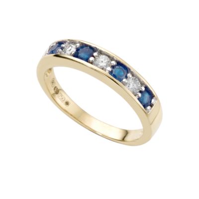 18ct gold sapphire and diamond fifth carat half-eternity ring