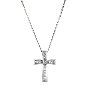 9ct White Gold Quarter Carat Diamond Cross9ct White Gold Quarter Carat Diamond Cross