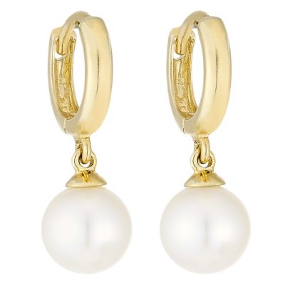 9ct Gold Cultured Freshwater Pearl Hoop Earrings H.Samuel