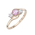 9ct Gold Pink & White Cubic Zirconia Three-stone Twist Ring