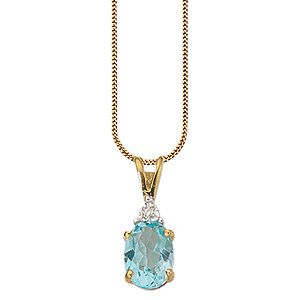 Blue Topaz with Diamond Accent Pendant