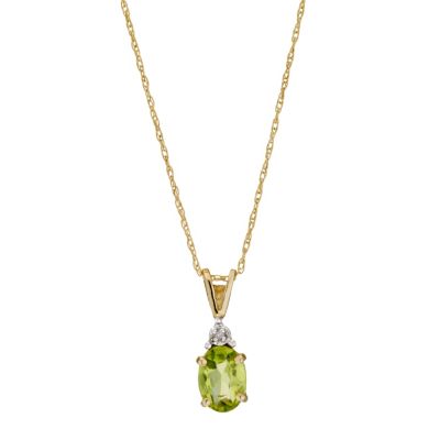 9ct gold Peridot and Diamond Pendant