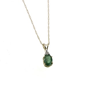 9ct gold Emerald and Diamond Pendant