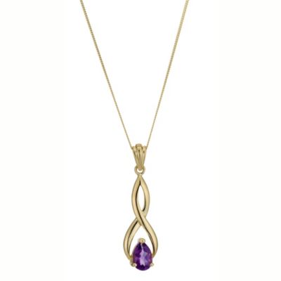 9ct gold Amethyst Peardrop Pendant