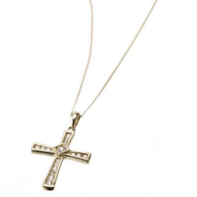 9ct gold Cubic Zirconia Set Cross Pendant