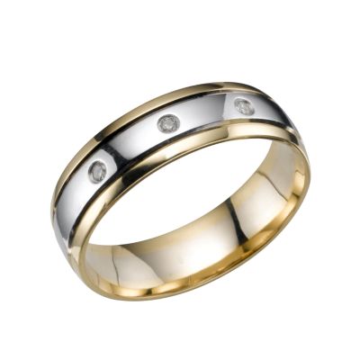 Men's 18ct two-colour gold diamond wedding ring