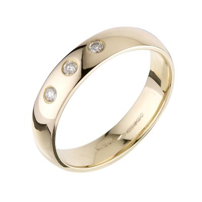 Men's 9ct gold three diamond wedding ring - Product number 4169107