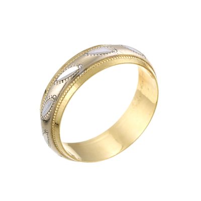 18ct Yellow And White Gold Patterned Men's Ring - Product number 4183851