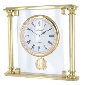 Glass and Brass Effect Mantle Clock