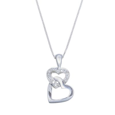 9ct white gold diamond double heart pendant - Product number 4205715