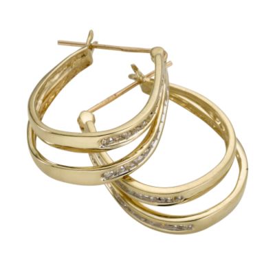 9ct gold diamond hoop earrings - Product number 4205766