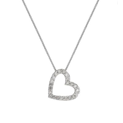 9ct white gold quarter carat diamonds heart pendant - Product number 4208951