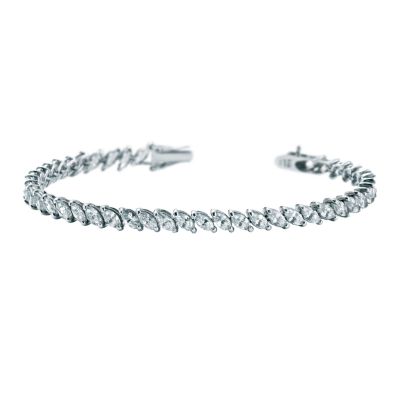 Sterling silver marquise cut cubic zirconia tennis bracelet
