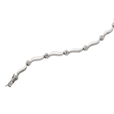 Sterling silver cubic zirconia wave bracelet