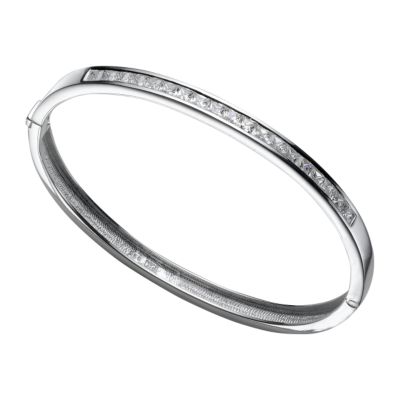 Sterling silver channel set cubic zirconia bangle