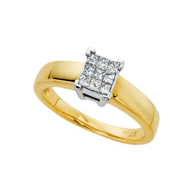 18ct gold quarter carat princess cut diamond ring - Product number 4227727