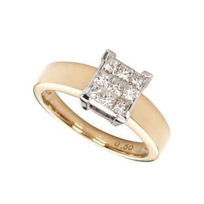 18ct gold half carat princess cut diamond ring - Product number 4227859