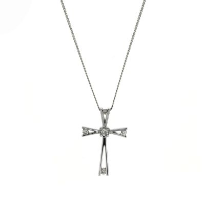 9ct White Gold Diamond Cross - Product number 4234936