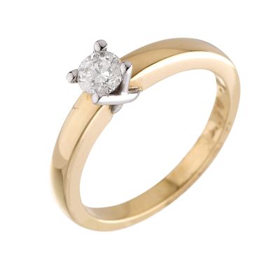 18ct Two Colour Gold Third Carat Diamond Solitaire Ring