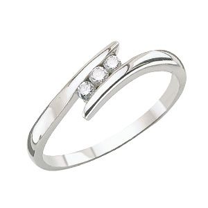 H Samuel 9ct White Gold 1/10 Carat Diamond Trilogy Ring