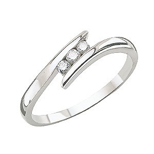 9ct White Gold 1/10 Carat Diamond Trilogy Ring