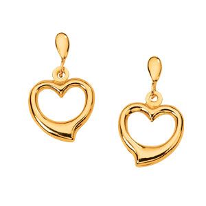 9ct gold Open Heart Drop Earrings