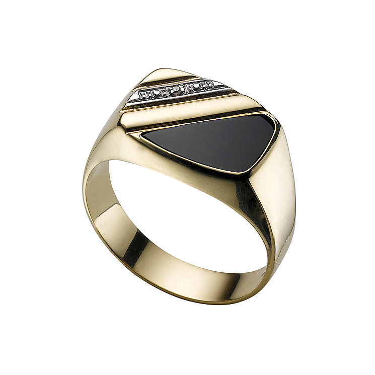 Men's 9ct gold diamond  onyx ring - Product number 4254694
