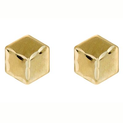 9ct gold Cube Stud Earrings