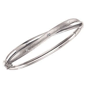 Unbranded 9ct White Gold Cubic Zirconia Russian Bangle