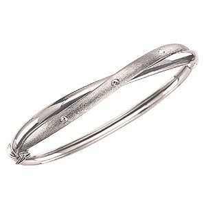 H Samuel 9ct White Gold Cubic Zirconia Russian Bangle