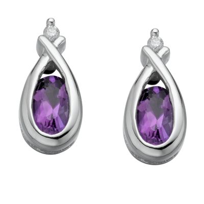 9ct white gold amethyst diamond earrings - Product number 4268792