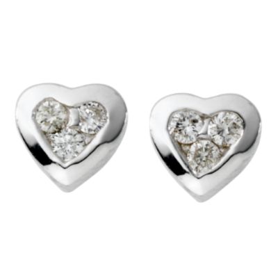 9ct white gold diamond heart stud earrings - Product number 4269055