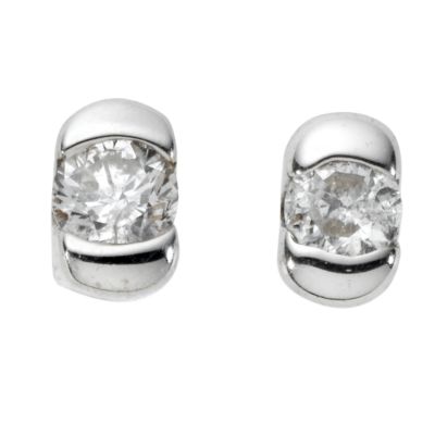 9ct white gold diamonds stud earrings - Product number 4269128