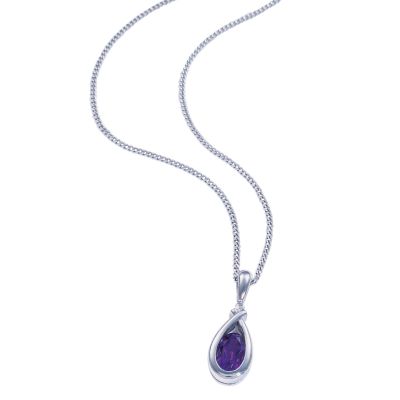 9ct white gold amethyst and diamond pendant - Product number 4269616