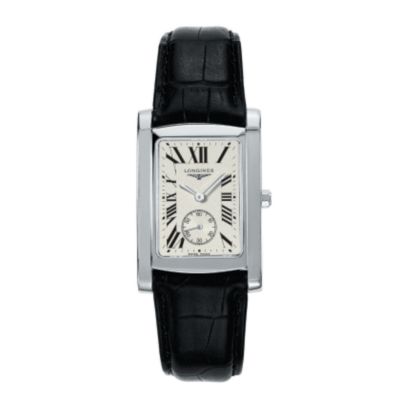 mens black leather strap watch