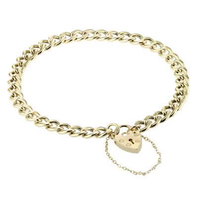 9ct Gold 7.25`` Curb Charm Bracelet