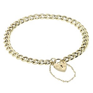 9ct Gold 7.25`` Curb Charm Bracelet