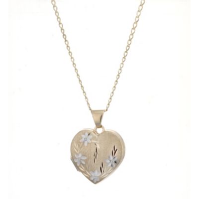 9ct Gold Diamond Cut Heart Shaped Locket
