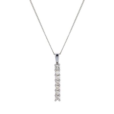 9ct White Gold 1/4 Carat Diamond Stick Pendant