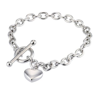 Unbranded 9ct White Gold Heart T-bar Bracelet