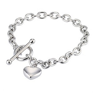 H Samuel 9ct White Gold Heart T-bar Bracelet