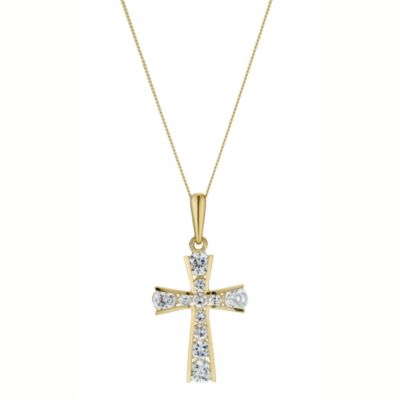 9ct gold Cubic Zirconia Set Cross