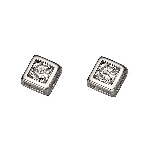 9ct White Gold Cubic Zirconia Square Stud Earrings