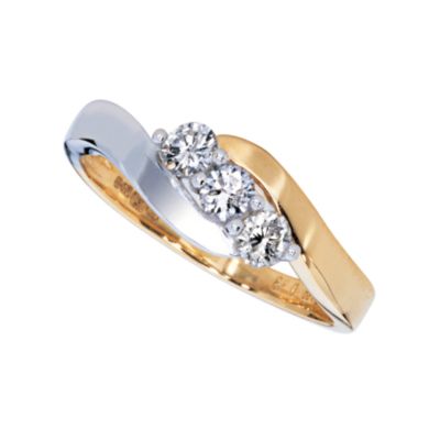 18ct two-colour gold third carat diamond three stone ring - Product number 4334698